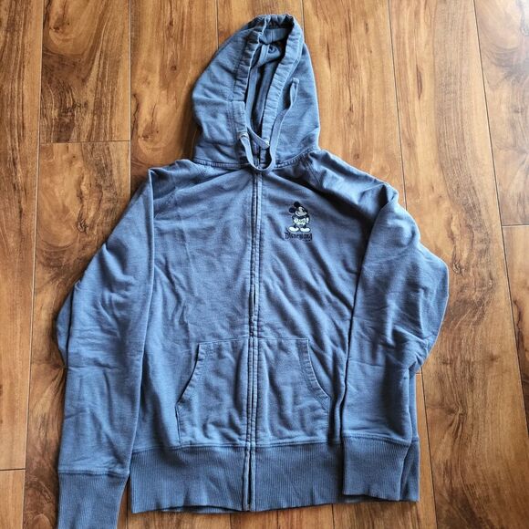 Disney Parks Hoodie Womens Large Blue Mickey Mouse Disneyland Resort Full Zip - Picture 2 of 10